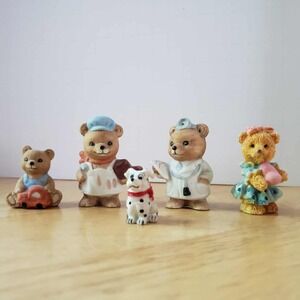 5-Piece‎ Mini Bear + Dog Figurine Lot – Vintage Mixed Set